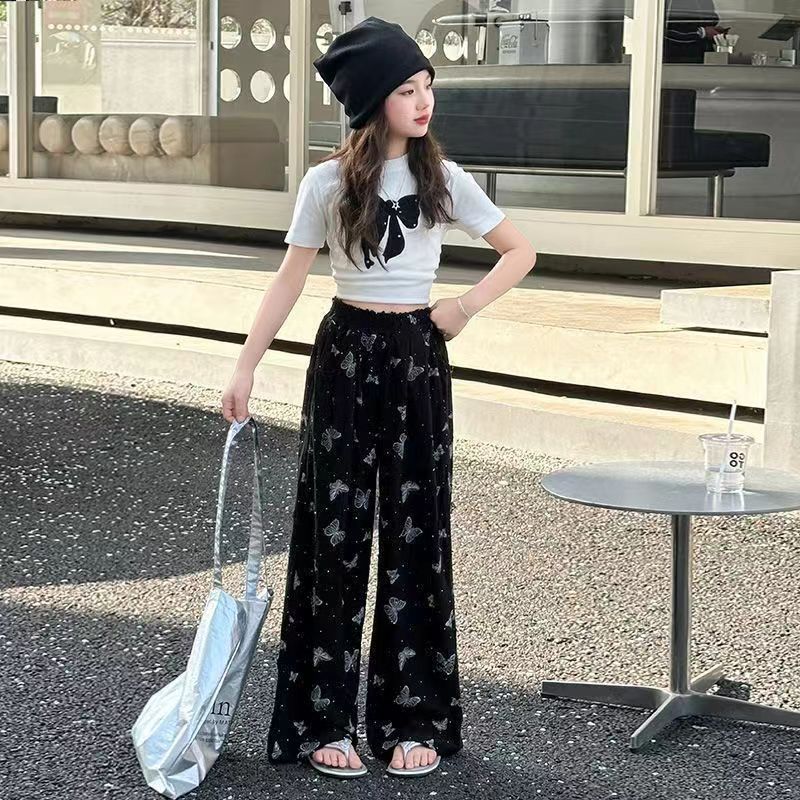 Girls Bowknot Pants Summer Two-Piece Set