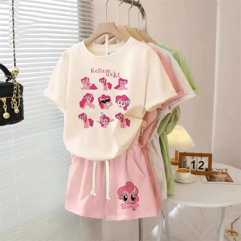 Girls Cartoon Sports Shorts Summer Set