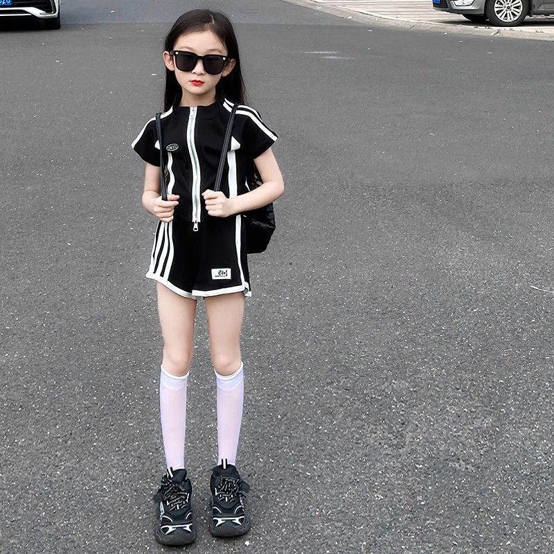 Girls Striped Shorts Summer Two-Piece Set