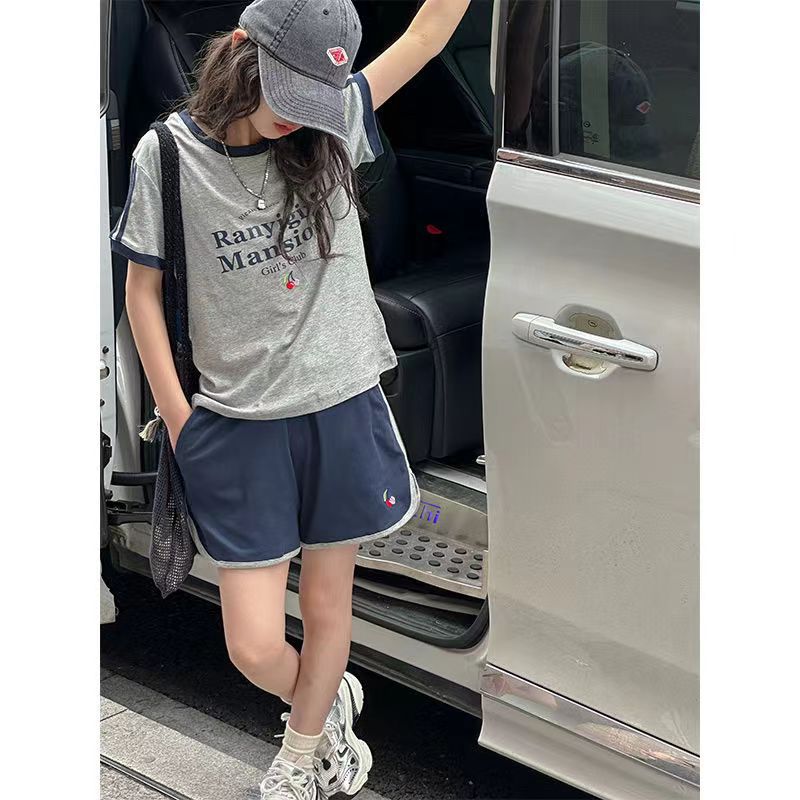 Girls Letter Shorts Summer Two-Piece Set