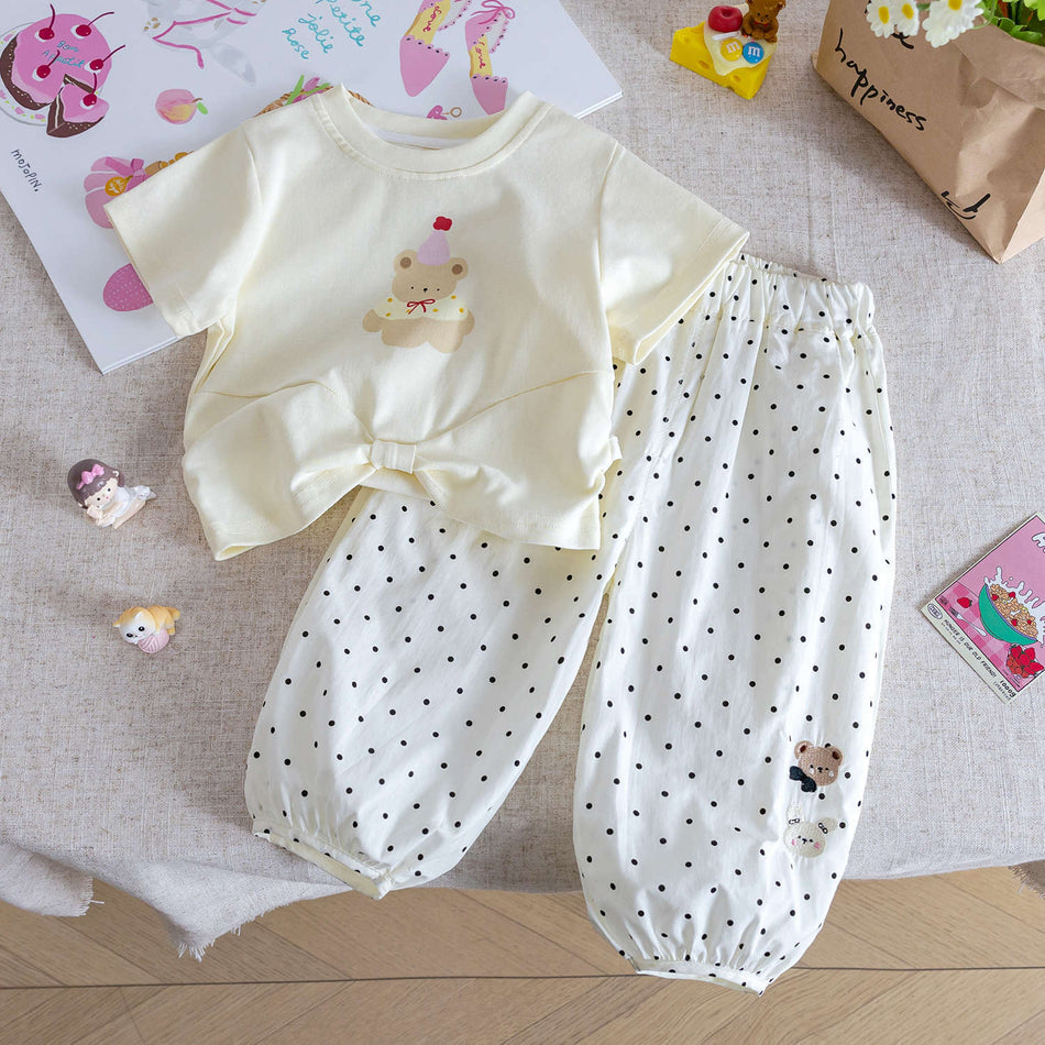 Girls Summer Cartoon Set – Anti-Mosquito Two-Piece