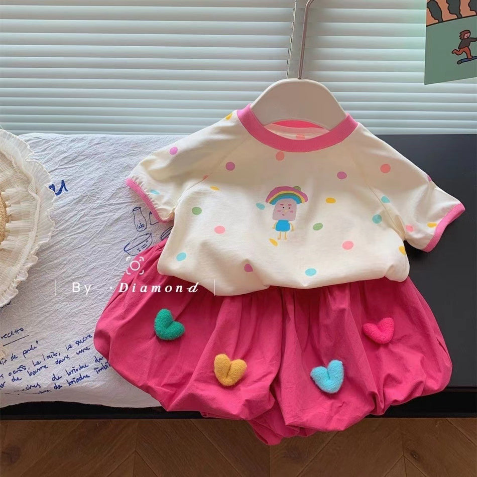 Girls Polka Dot Summer Set – Cute Korean Two-Piece