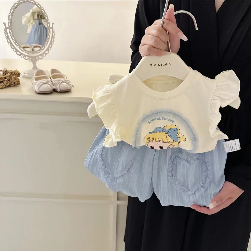 Baby Girls Summer Cartoon Outfit Set 2026
