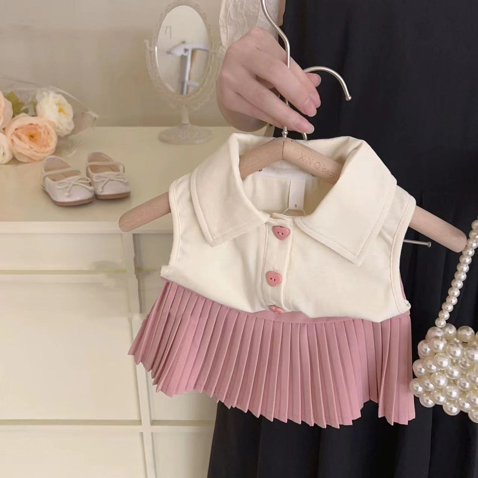 Baby Girls Polo Vest & Pleated Skirt Set
