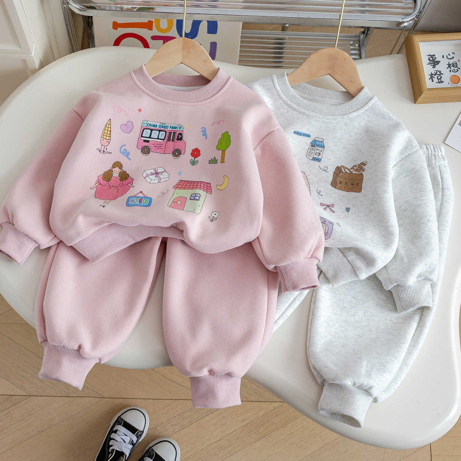 Baby Girls Cartoon Sweatshirt Set Spring Autumn 2025