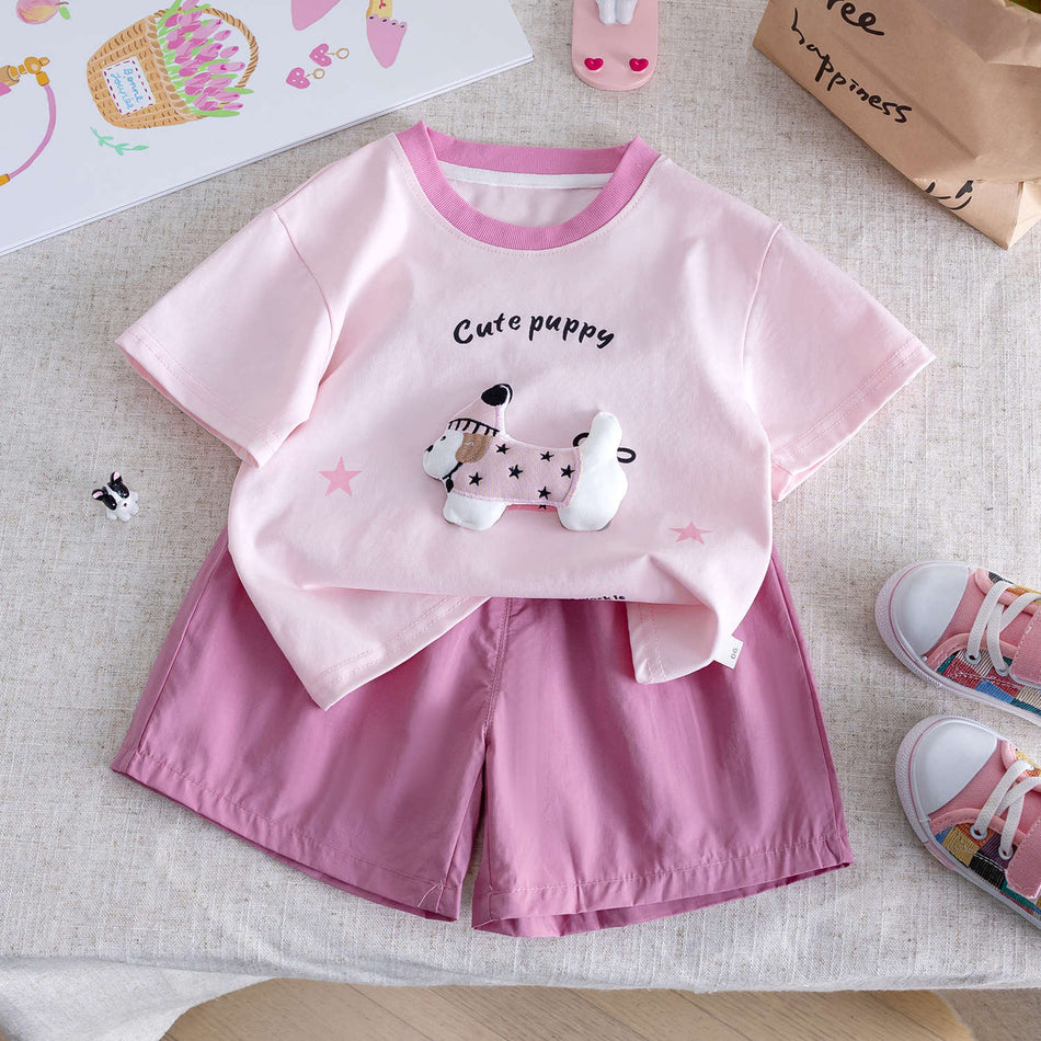 Baby Girls Cartoon Summer Top & Shorts Set