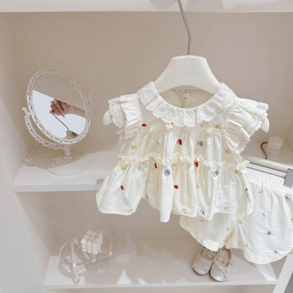 Baby Girls Korean Floral Princess Suit Set 2025 Summer