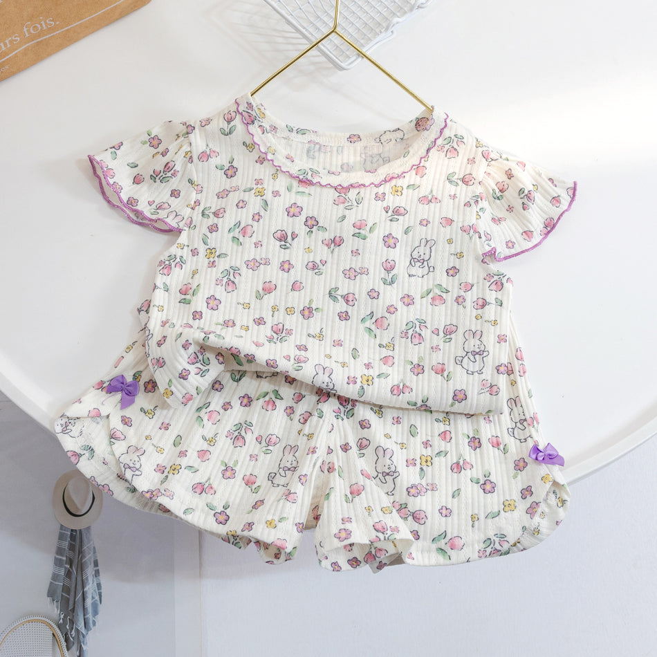 Baby Girls Cotton Floral Pajama Set Summer