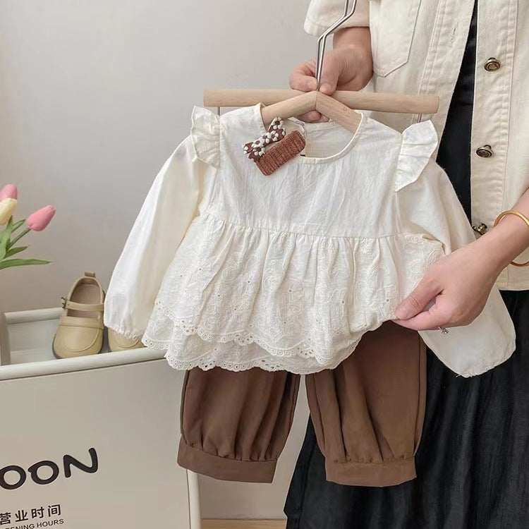 Baby Girls Lace Shirt Autumn Suit Set
