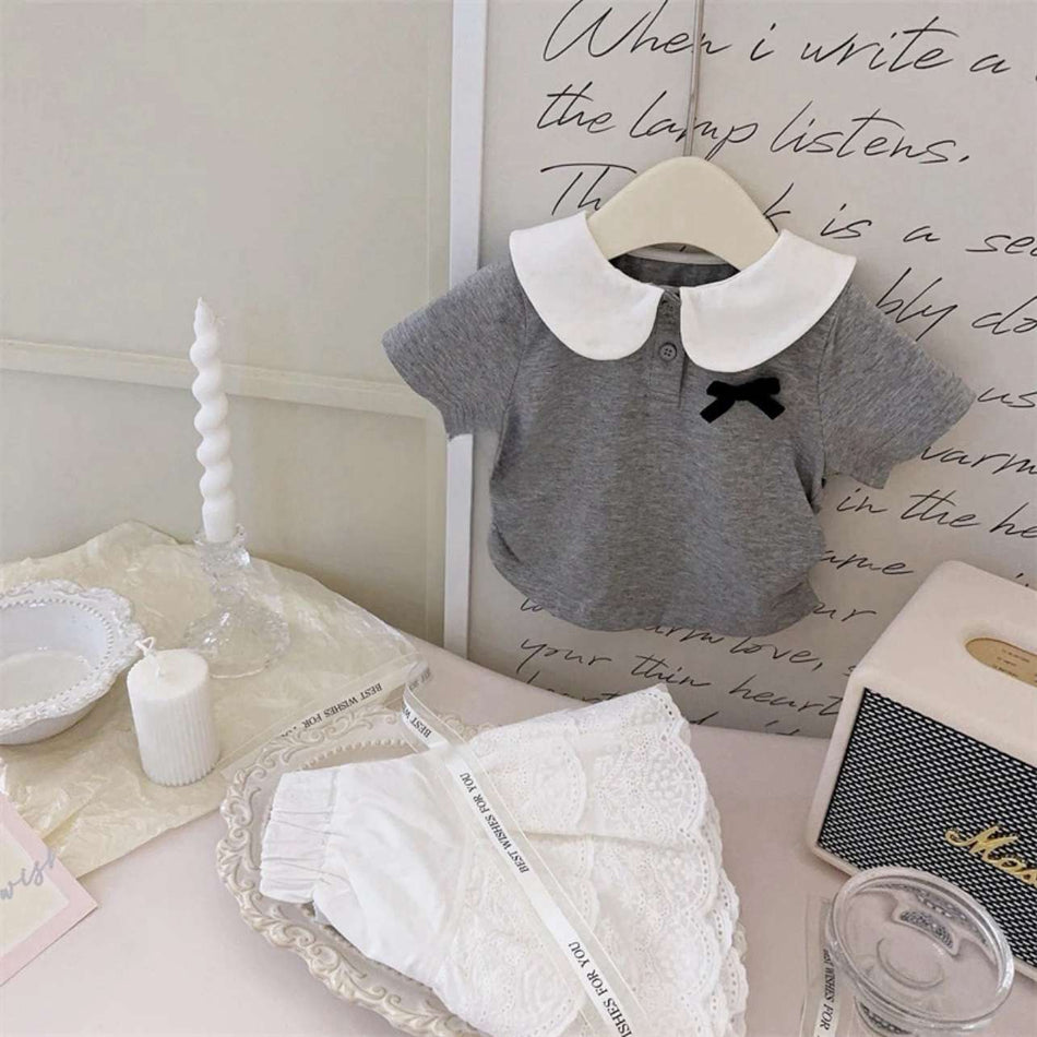 Baby Girls Doll Collar Top & Cake Skirt Set