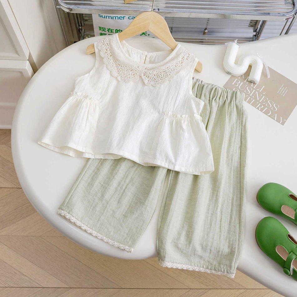 Baby Girls Sleeveless Vest & Pants Set Summer