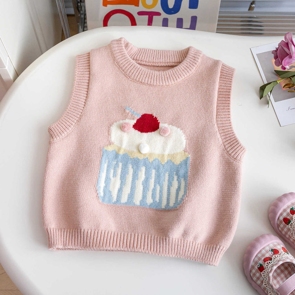 Baby Girls Cartoon Knitted Vest Autumn