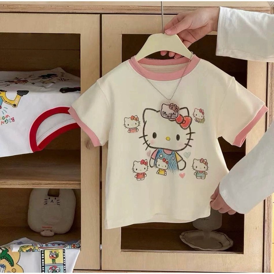 Girls Cartoon Print T-Shirt – Cute Summer Casual Wear