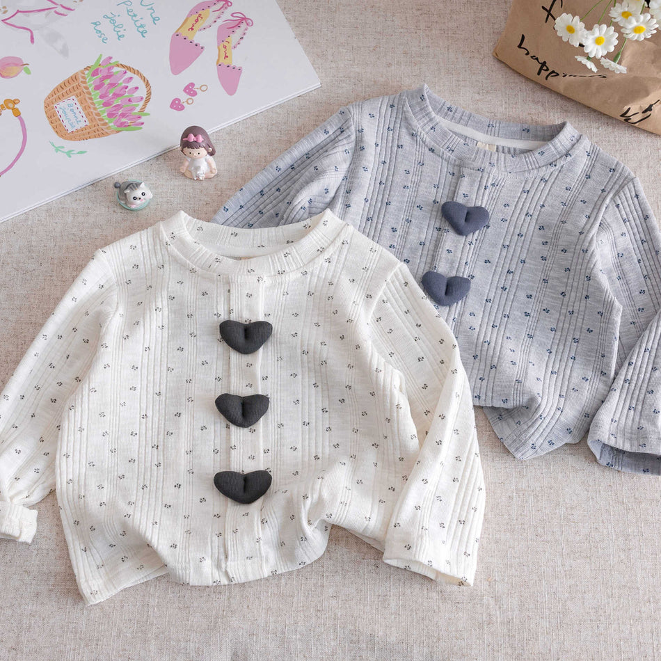 Girls Polka Dot Love Long Sleeve Top – Korean Style