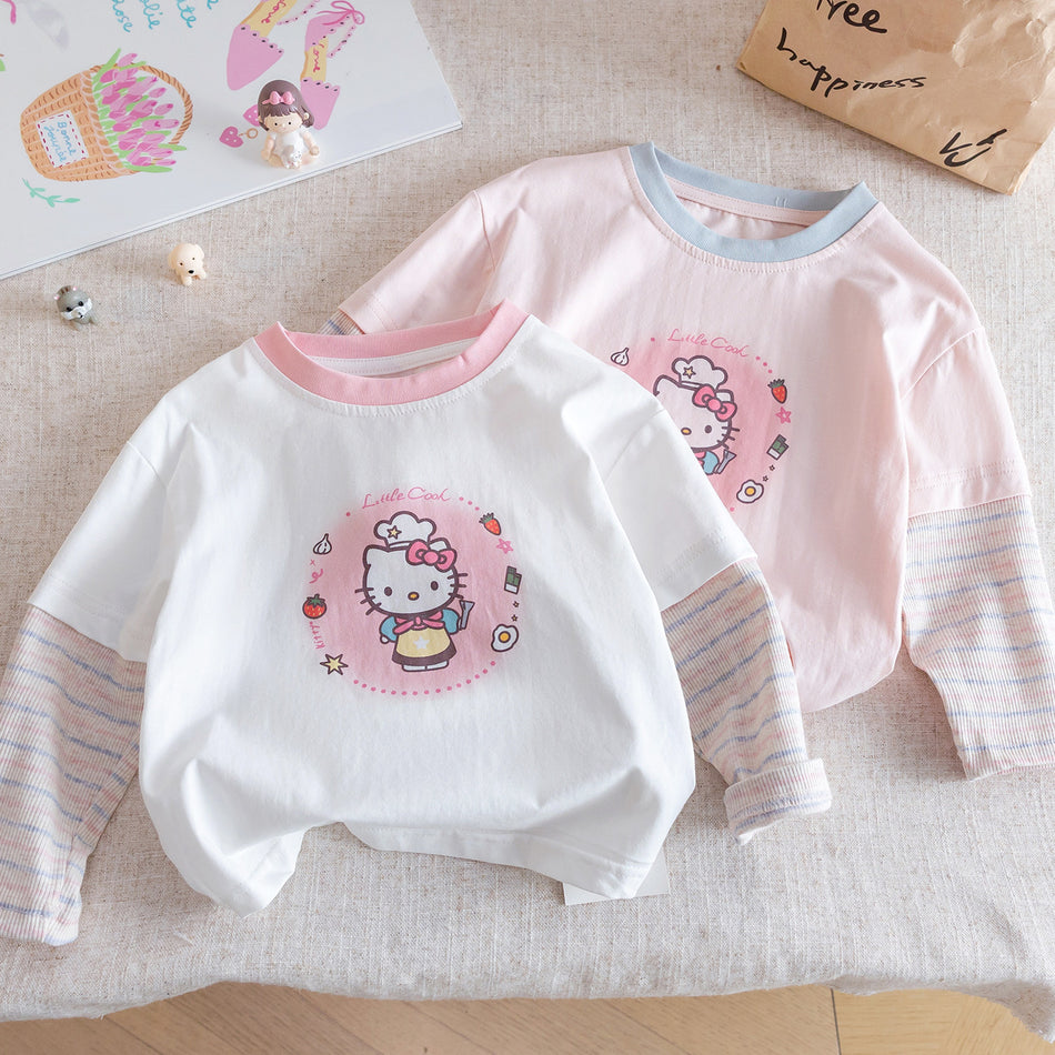 Girls Cartoon Long Sleeve T-Shirt – Korean Spring Top