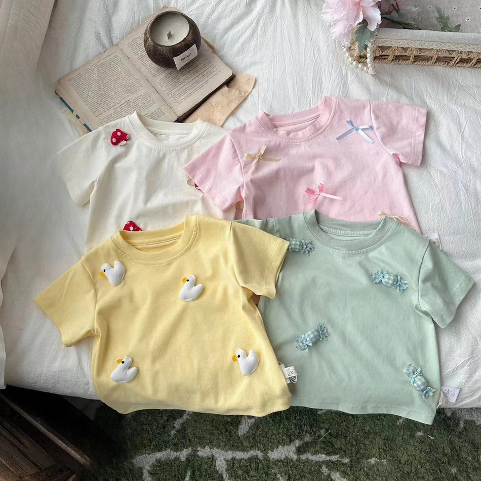 Girls Korean Style Plain T-Shirt – Cute Summer Top