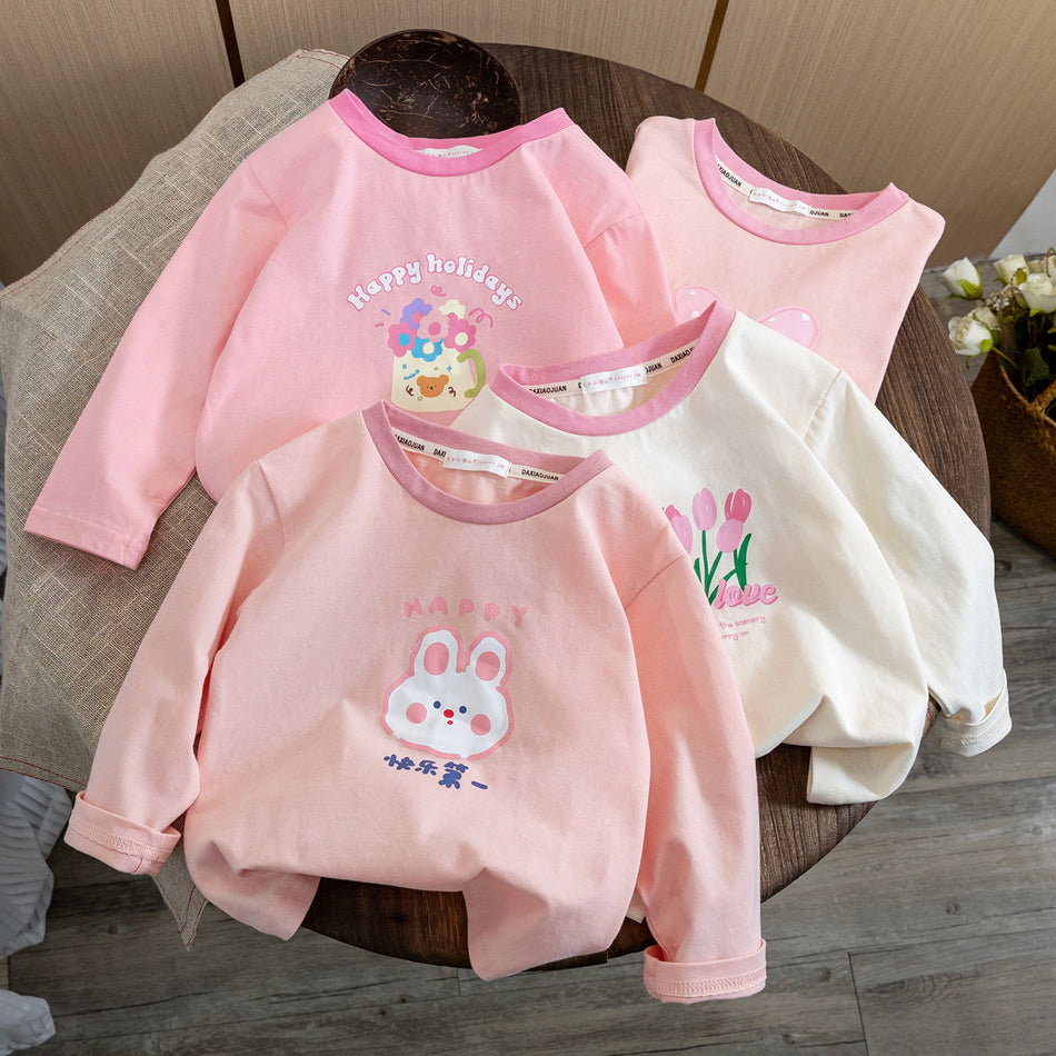 Girls Cartoon Long Sleeve T-Shirt – Spring Autumn Top