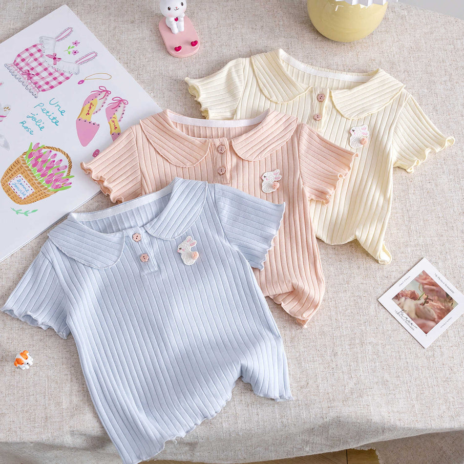 Girls Pure Cotton T-Shirt – Simple All-Match Summer Top