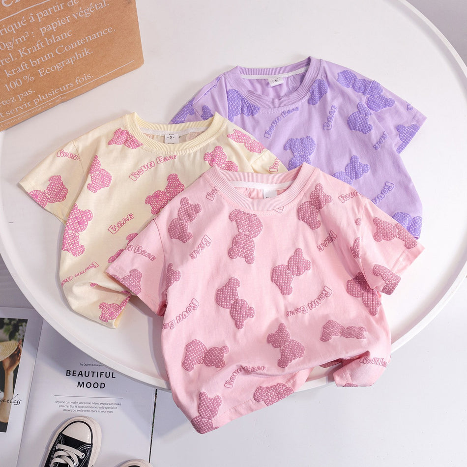 Girls Korean Style Cotton T-Shirt – Cute Summer Top