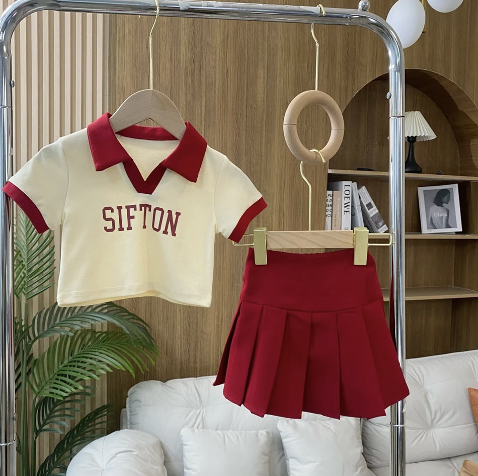 Girls Preppy Polo & Pleated Skirt – Stylish Summer Set