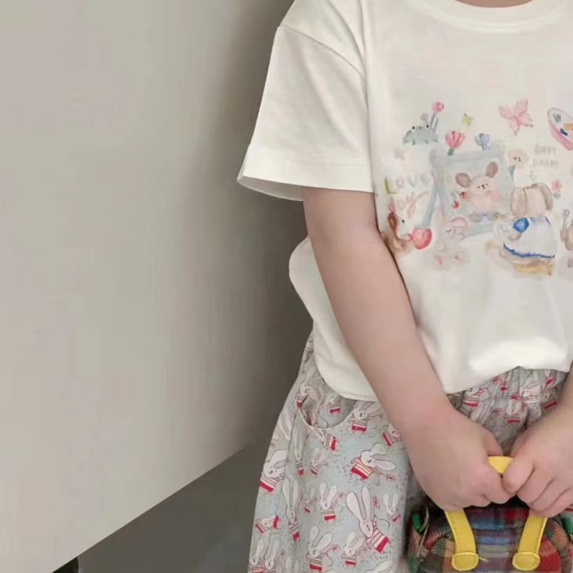 Girls Cartoon T-Shirt Pants Set – Korean Summer Style