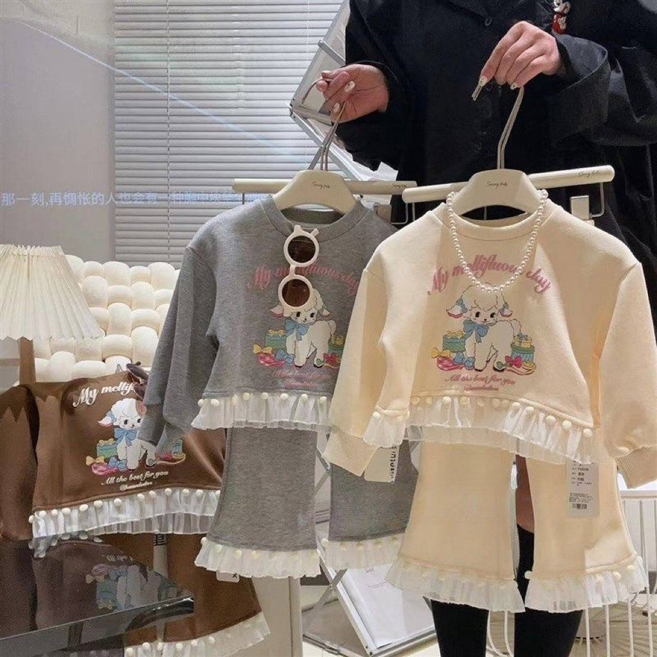 Girls Lace Cartoon Suit – Sweet Spring Autumn Set