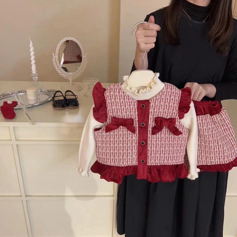 Girls Red Winter Suit – Stylish Two-Piece Set