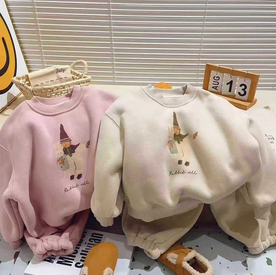 Kids Velvet Hoodie Set – Warm Winter Tracksuit