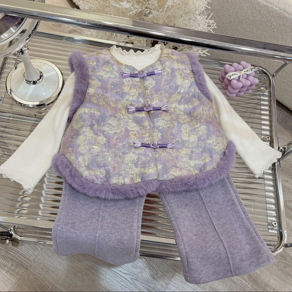 Girls Velvet Winter Suit – Warm Chinese Style Outfit