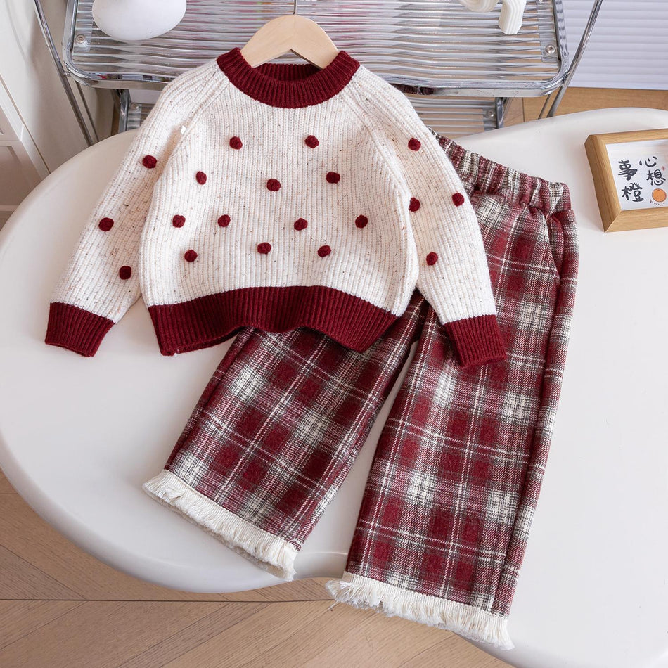 Girls Fleece Knitwear Set – Warm Winter Two-Piece Outfit