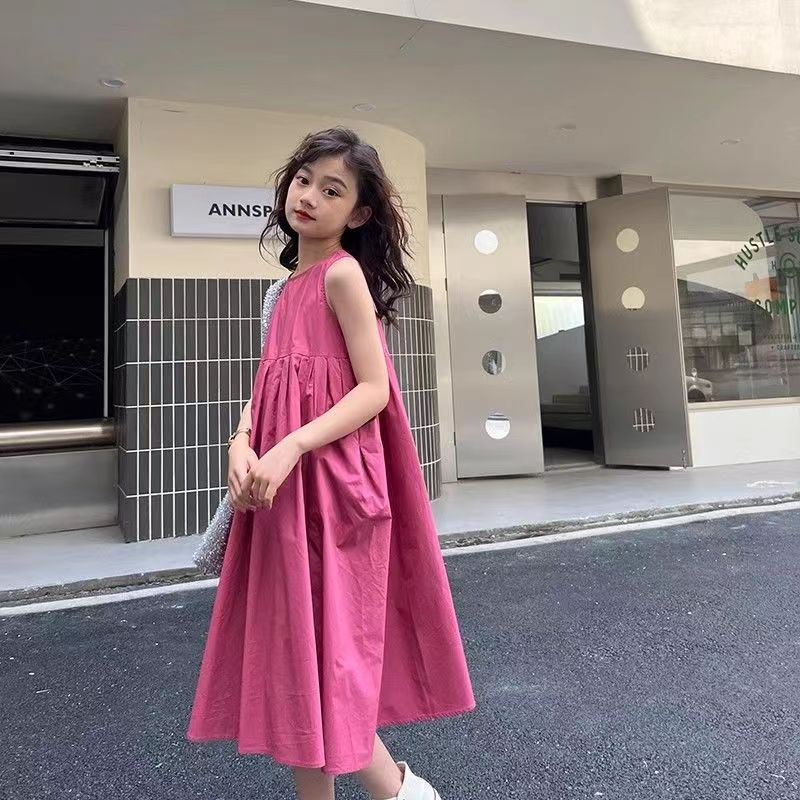 Girls Korean Vest Mid-Length Princess Dress Summer