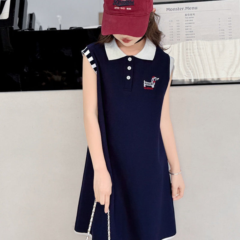 Girls Polo Vest Dress Korean Preppy Summer Style