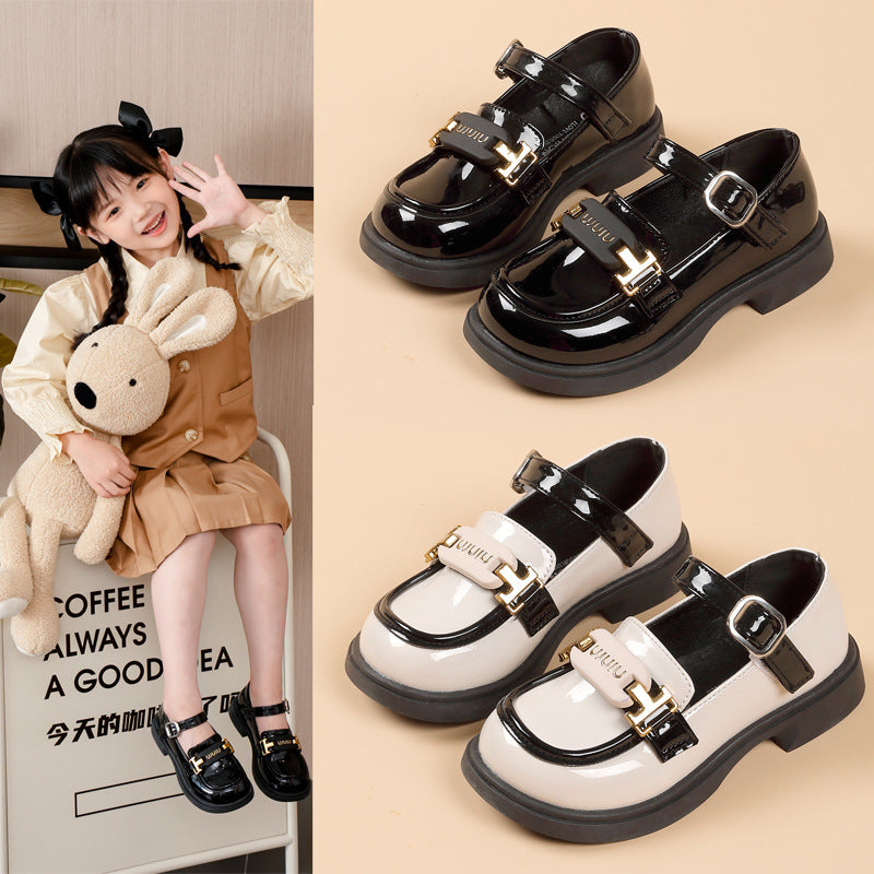 Girls’ British College Leather Shoes – Classic Spring Flats