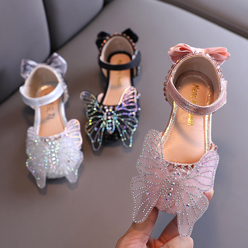Girls’ Rhinestone Sandals – Korean Style Soft Sole Princess Shoes