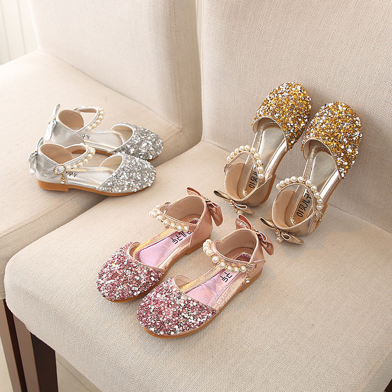 Girls’ Sequined Princess Shoes – Korean Style Dance Flats