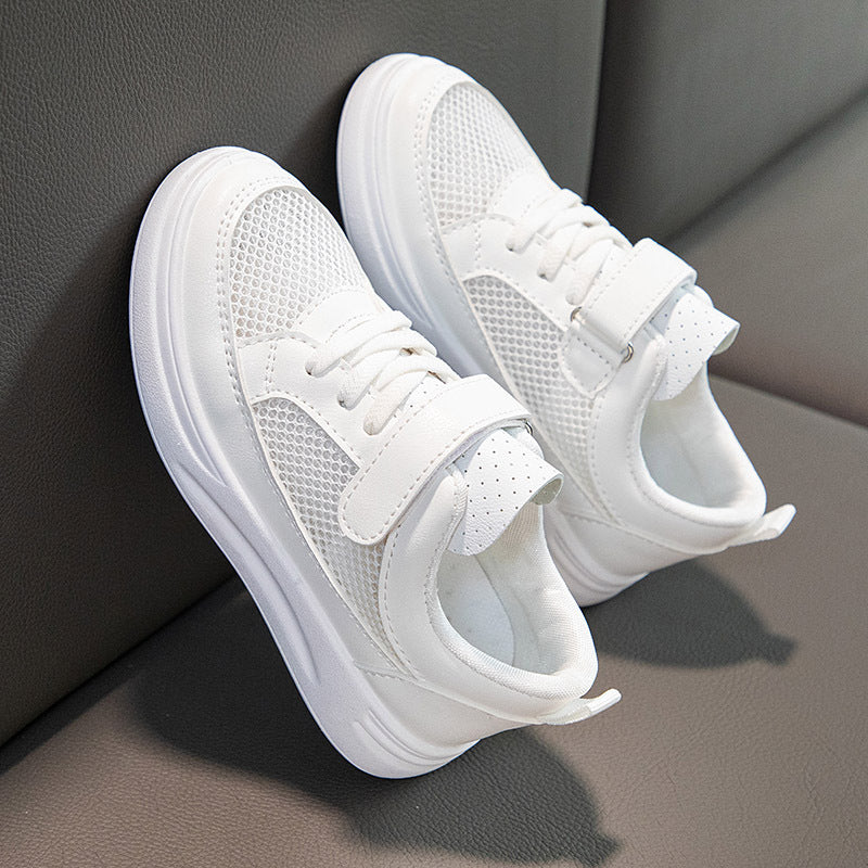 Kids’ White Board Shoes – Breathable Mesh Soft Sole Sneakers