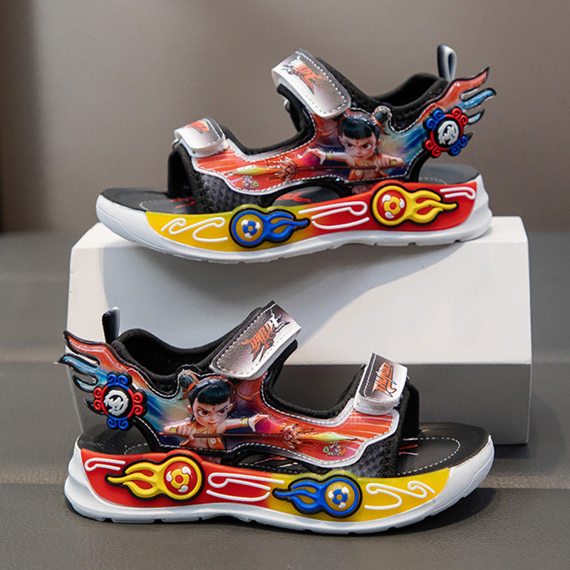 Boys’ Soft Sole Sandals – Summer Cartoon Beach Sports Shoes