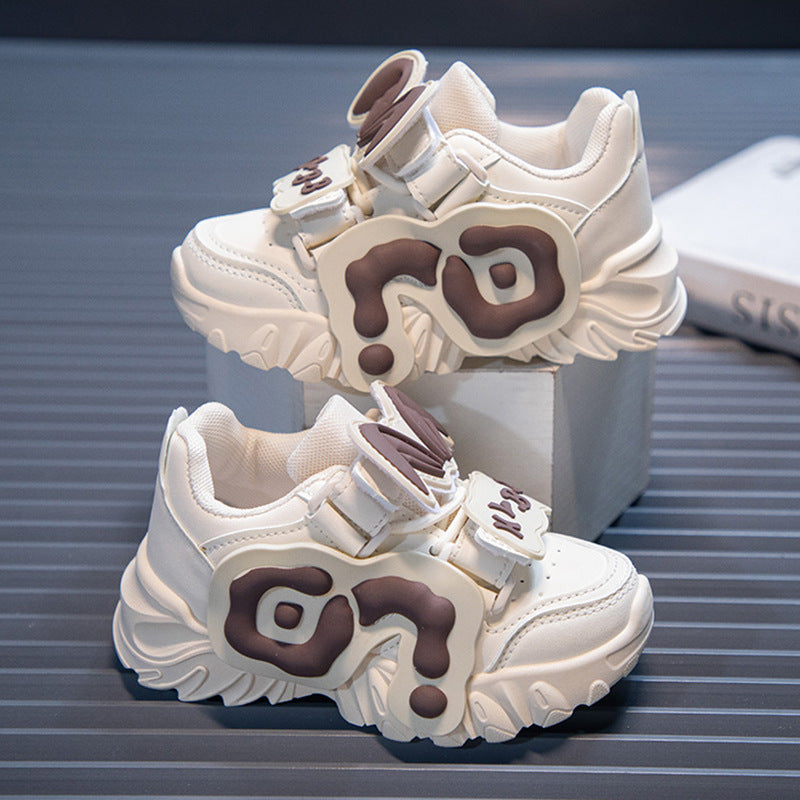 Girls’ Waterproof Dad Sneakers – Cartoon Soft Sole Running Shoes