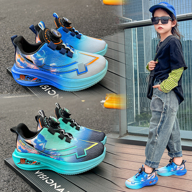 Boys Gradient Running Shoes Lightweight Soft Sole Sneakers