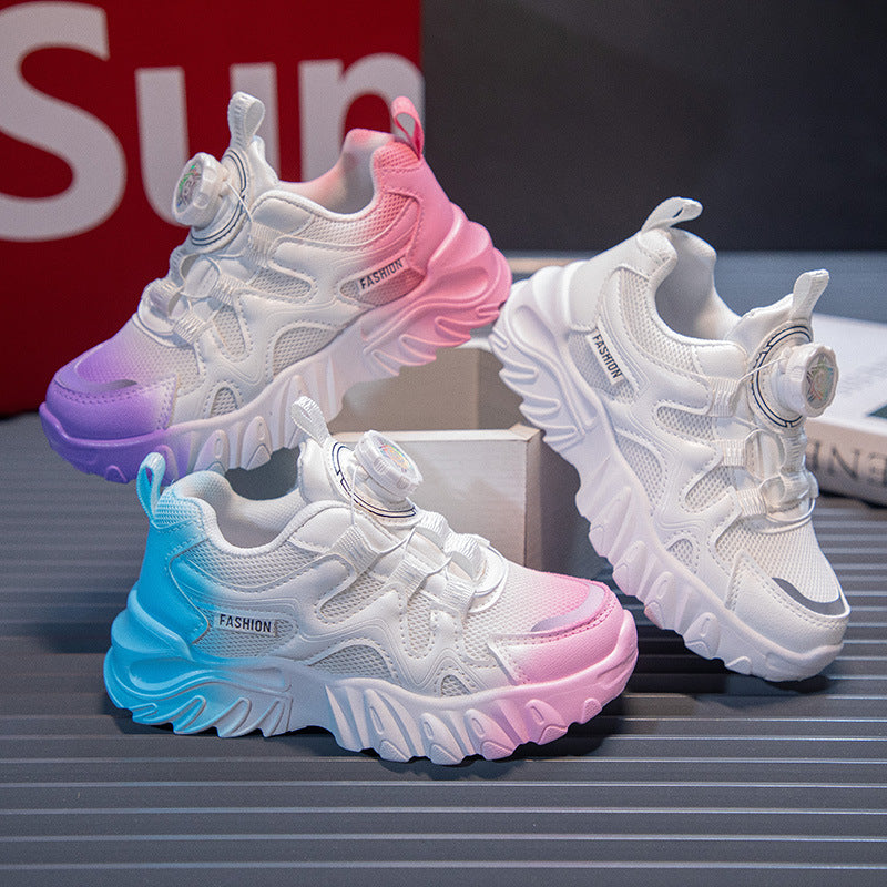 Girls Breathable Dad Sneakers Soft Sole Casual Running Shoes