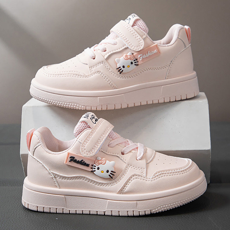 Girls White Sneakers Soft Sole Korean Style Casual Shoes