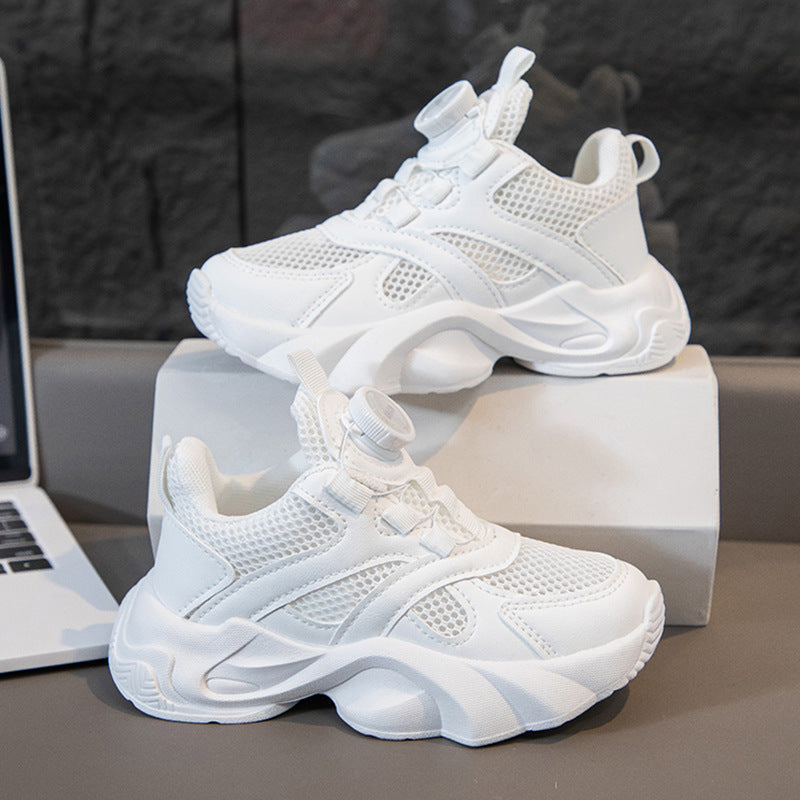 Kids White Mesh Sneakers Soft Sole Dad Shoes Casual Style