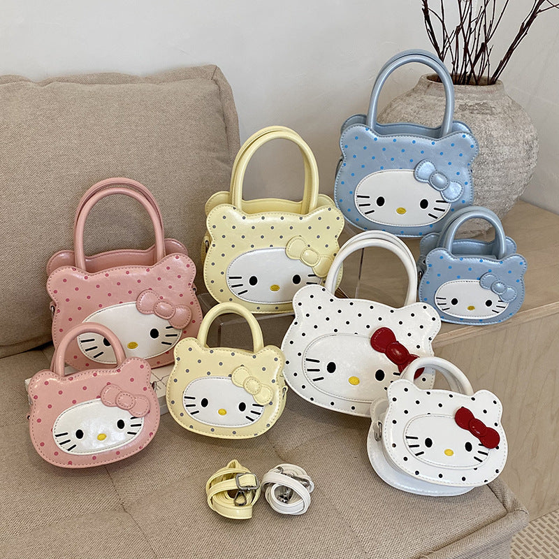 Children’s Korean Style Polka Dot Cat Messenger Bag