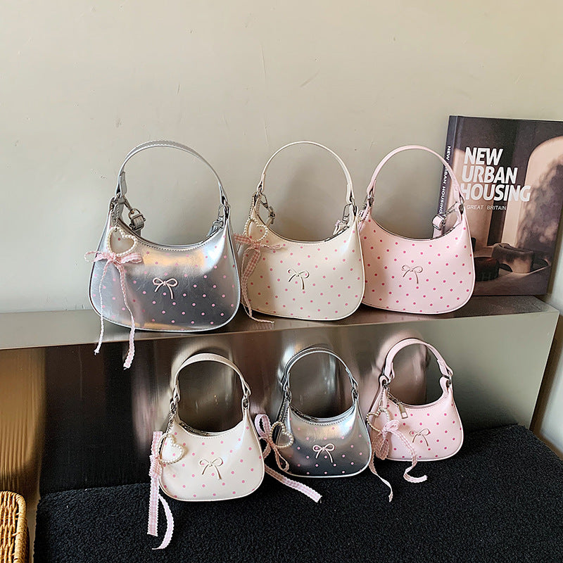 Children’s Polka Dot Oil Leather Crossbody Bag for Kids