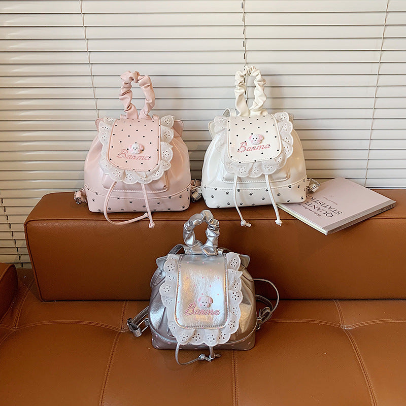 Children’s Polka Dot Lace Mini Backpack for Kids