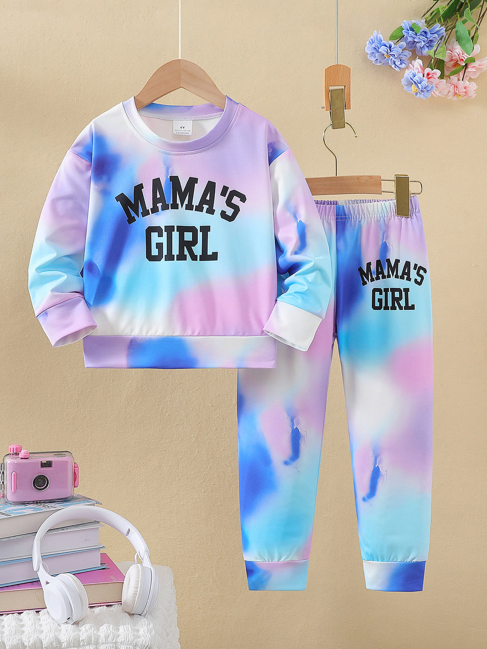 Girls Cotton Letter Sweatshirt Set Spring Autumn Two Piece Outfit