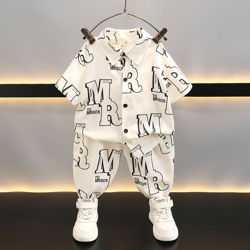 Premium Boys Short Sleeve Shirt and Shorts Summer Set Kids Outfit