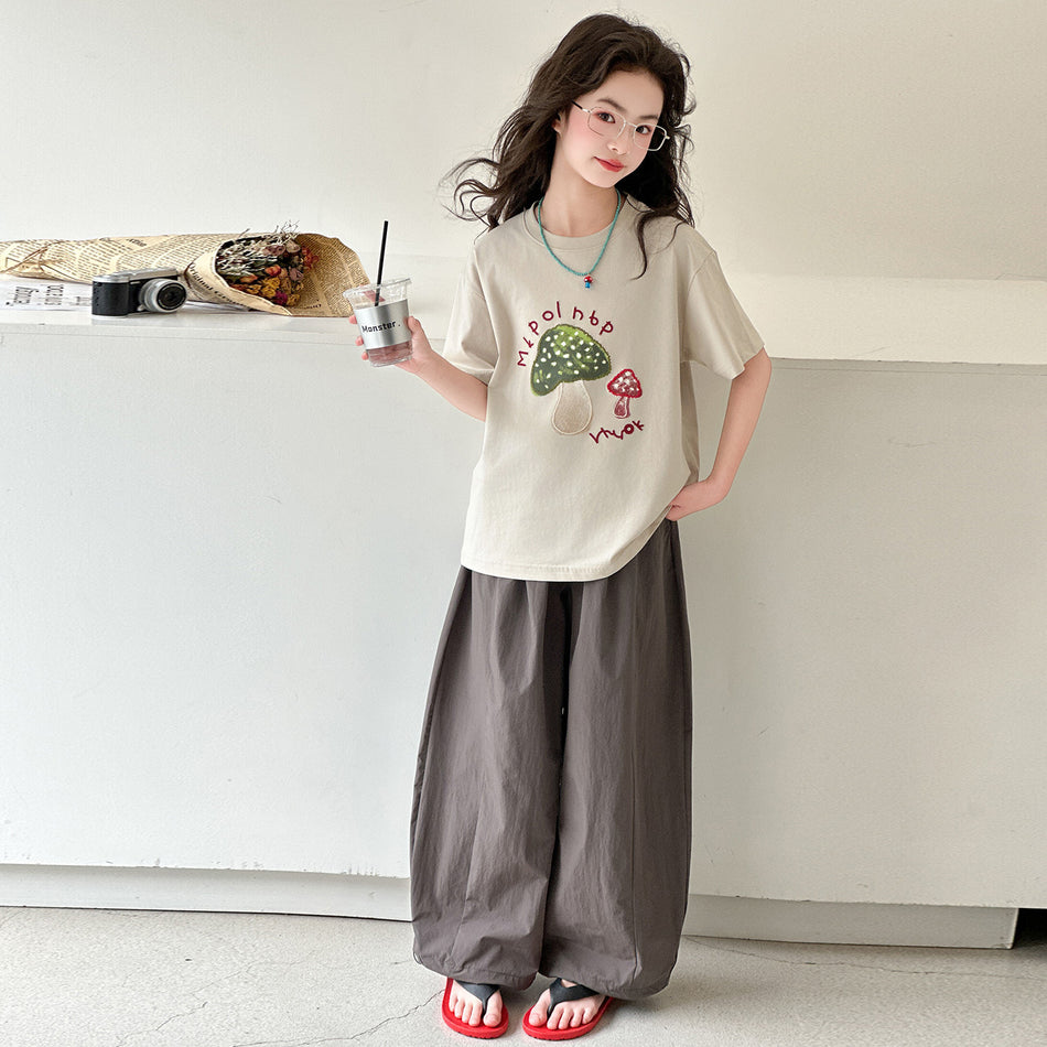 Premium Girls Korean Style Summer Two Piece Casual Set Kids Outfit