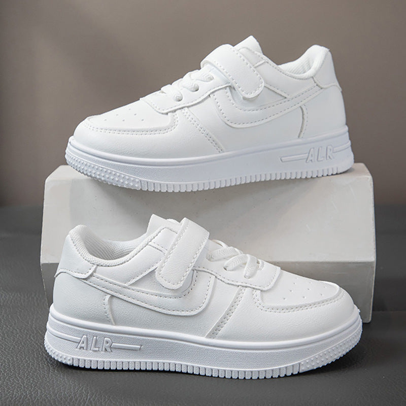 Premium Kids White Sports Shoes Velcro Soft Sole Boys Girls Sneakers