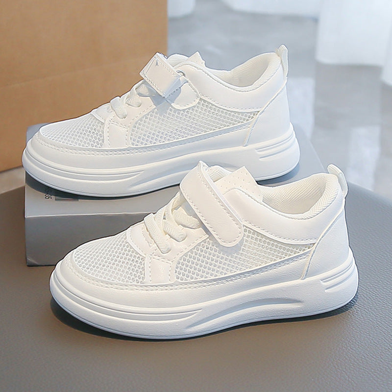 Premium Kids Breathable White Sneakers Lightweight Soft Sole Shoes